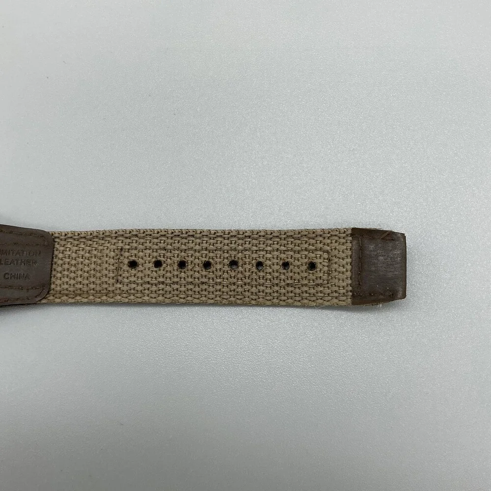 Disney Parks Mickey Mouse Mens Watch 38mm Bronze Dial Canvas Strap New Battery